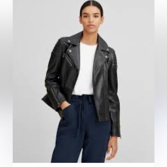 Marc New York Women Jacket Genuine Leather Quilted Small Black Moto Bikercore - Picture 2 of 16